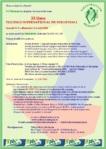 Information Tournoi de volleyball 2006 - PDF