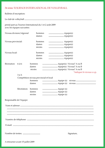 Bulletin d'inscription PDF