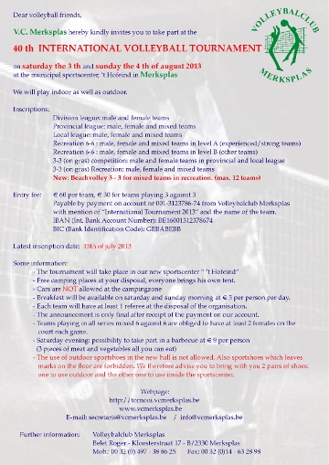 Information volleyball tournament 2013 - PDF