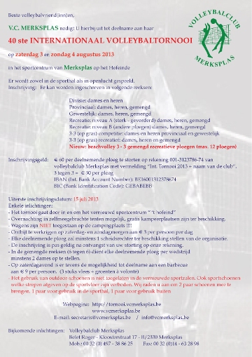 Informatie volleybaltornooi 2013 - PDF
