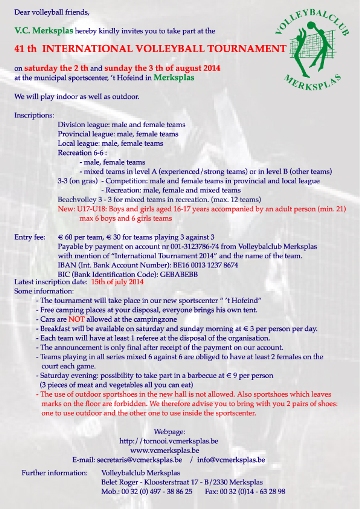 Information volleyball tournament 2014 - PDF