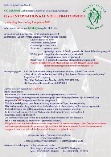 Informatie volleybaltornooi 2014 - PDF